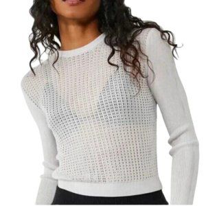 FREE PEOPLE H20 Silver Grey Crew Pullover Found Moon Size XS NWT